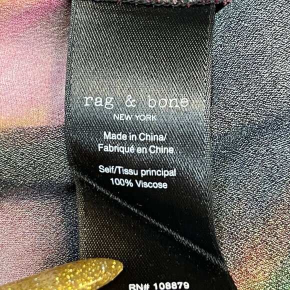 Rag & Bone Aubrey Button Down Shirt Size M Medium Black Multicolor - Picture 5 of 7